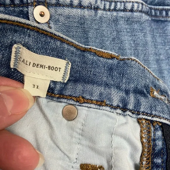 Madewell Light Blue Boot Cut Crop Jeans with Frayed Hem - Picture 4 of 9